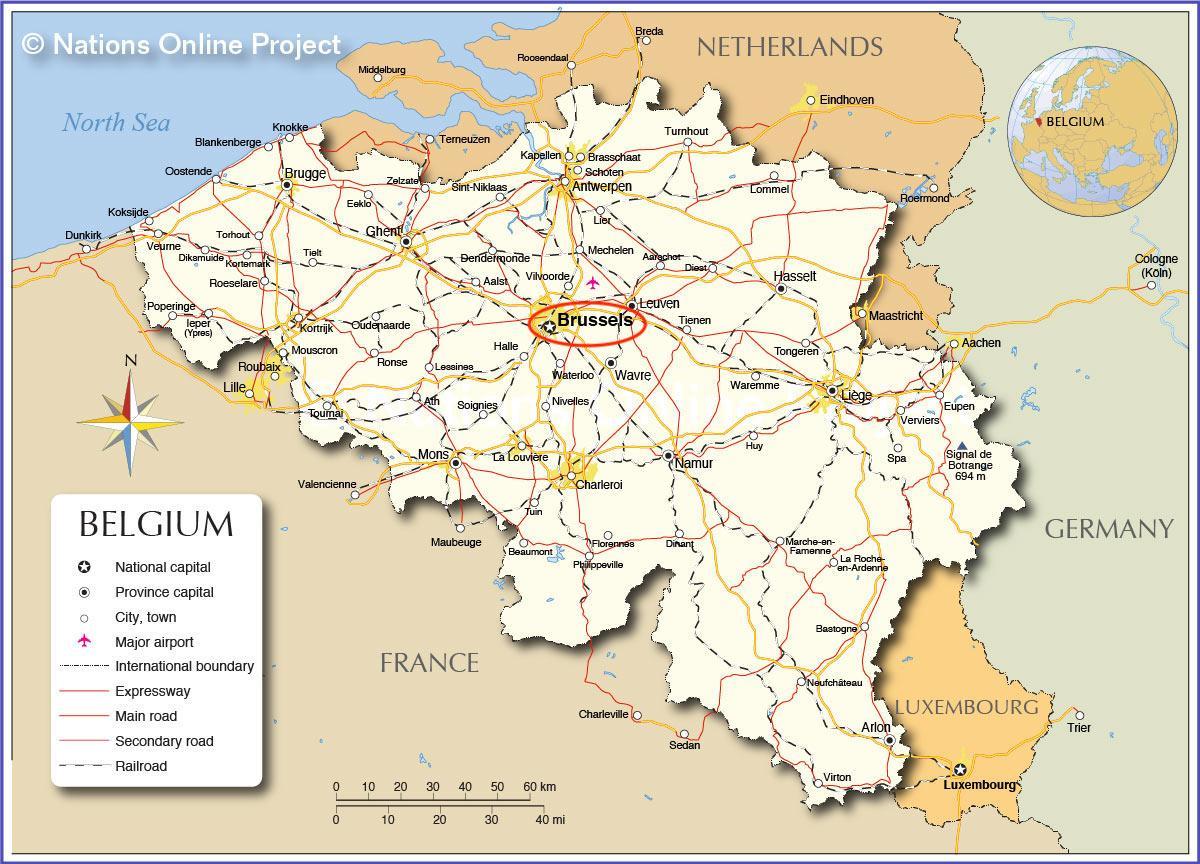 Brüssel auf der belgischen Karte