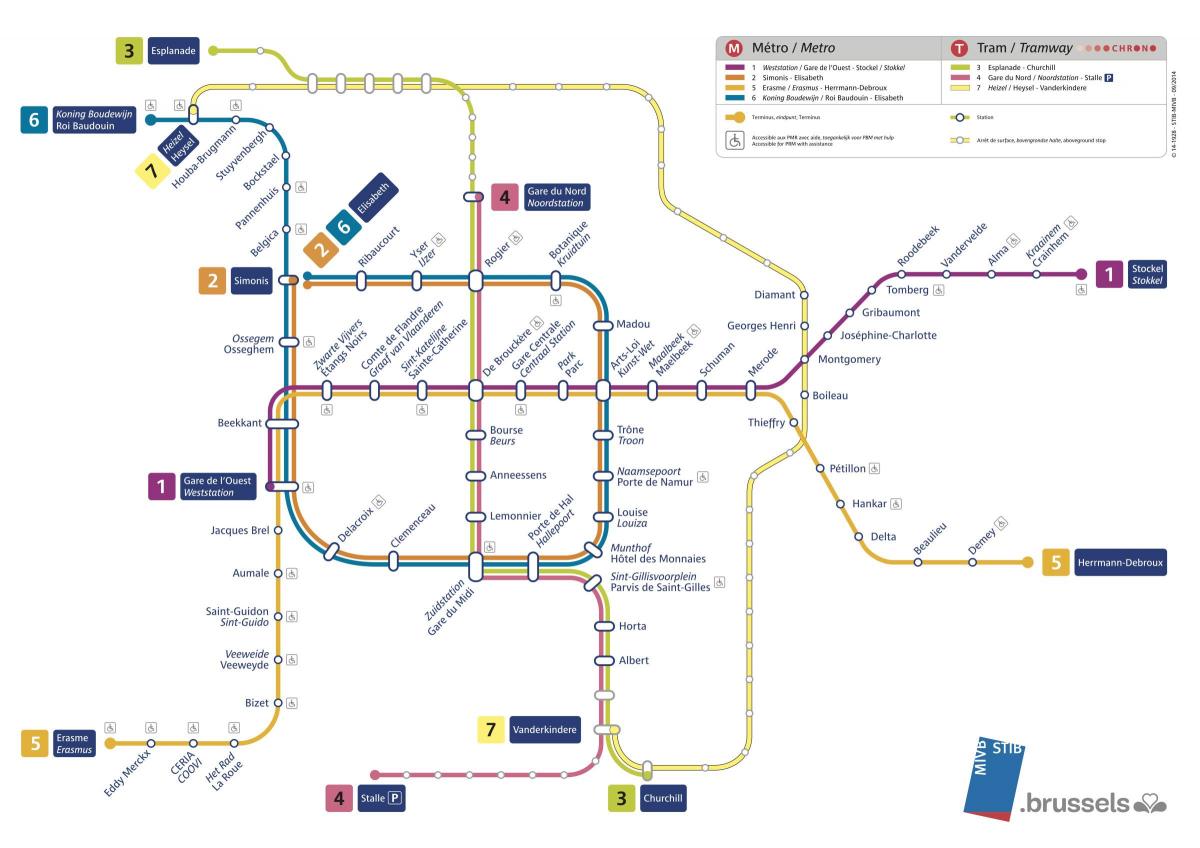 Karte der Brüsseler U-Bahn-Stationen