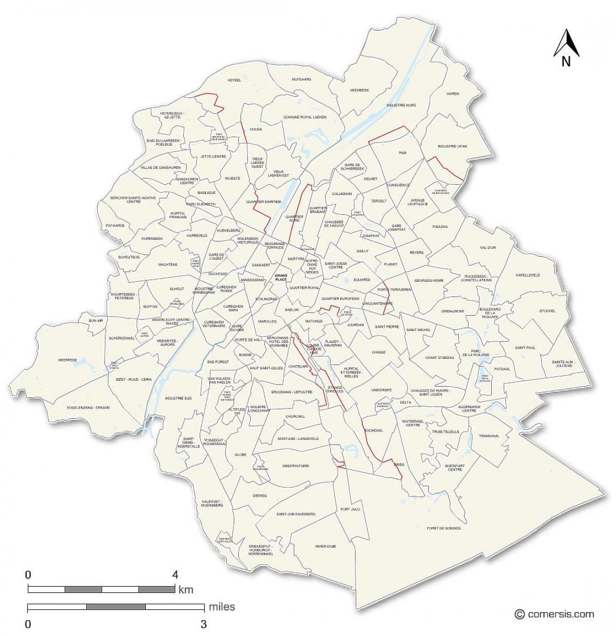 Karte der Brüsseler Stadtviertel