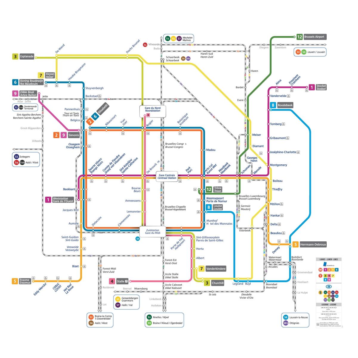 Karte der Brüsseler U-Bahn-Station