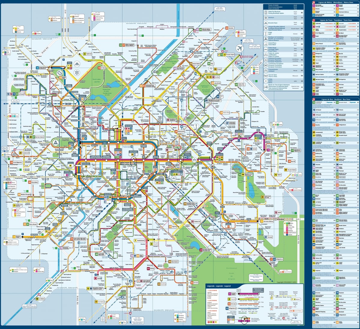 Karte des Brüsseler Busbahnhofs