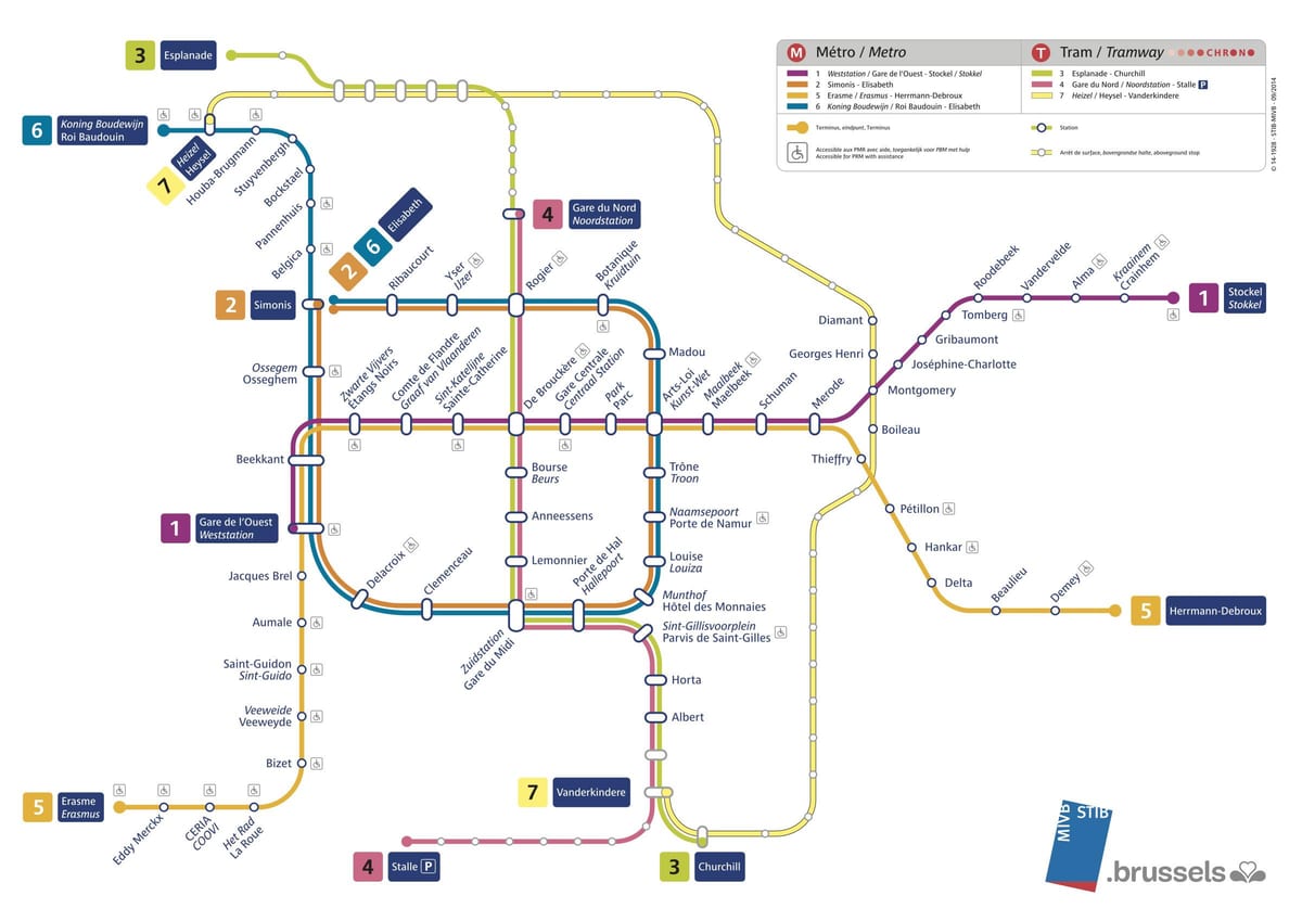 Karte der Brüsseler Straßenbahnhöfe