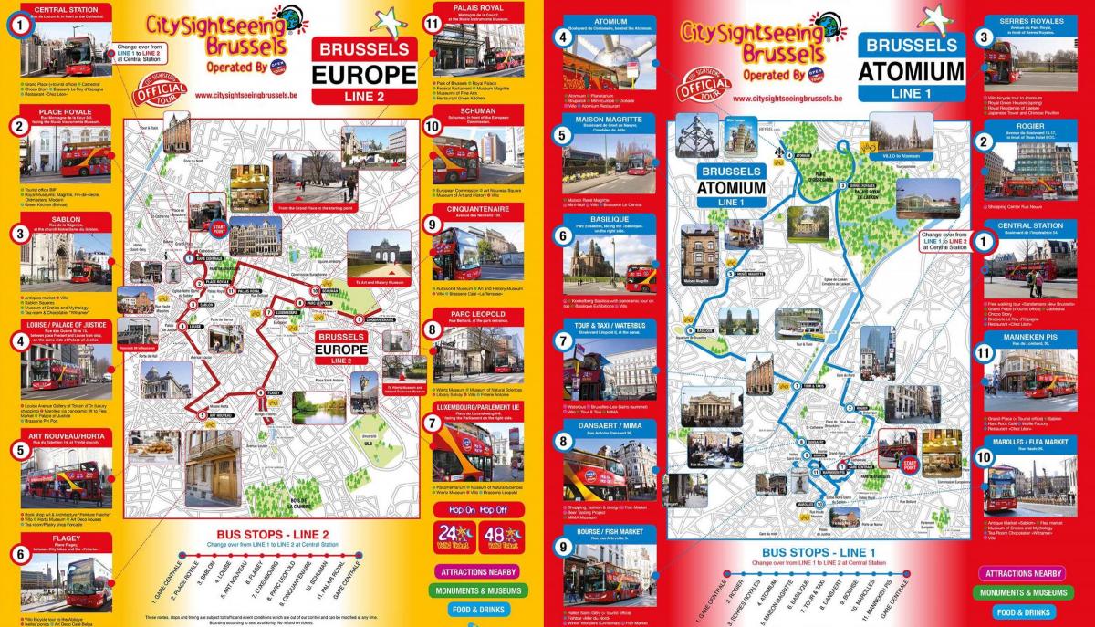 Brüssel Hop On Hop Off Bustouren Karte